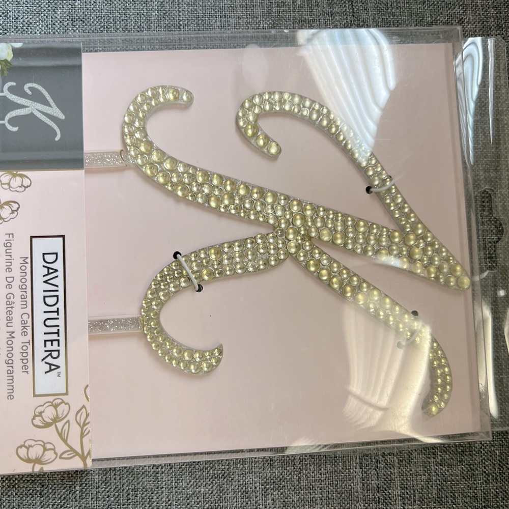 Never used, never opened David Tutera monogram Letter K cake topper.